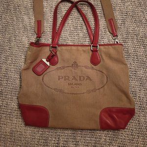 Prada canvas and leather two-way crossbody